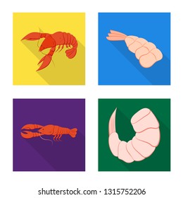 Isolated object of appetizer and seafood sign. Set of appetizer and ocean stock symbol for web.