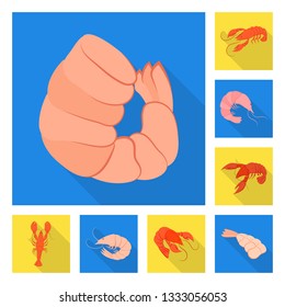 Isolated object of appetizer and seafood sign. Set of appetizer and ocean stock vector illustration.
