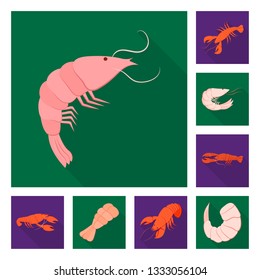 Isolated object of appetizer and seafood sign. Collection of appetizer and ocean vector icon for stock.