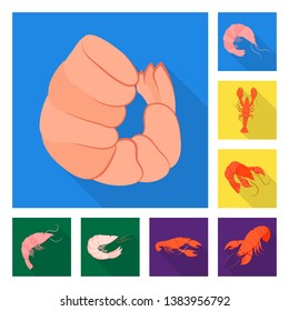 Isolated object of appetizer and seafood sign. Set of appetizer and ocean stock vector illustration.