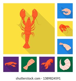 Isolated object of appetizer and seafood sign. Set of appetizer and ocean stock symbol for web.