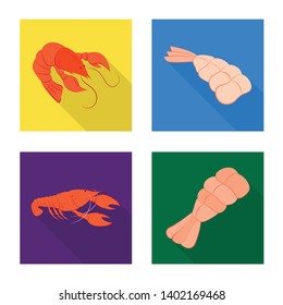 Isolated object of appetizer and seafood sign. Set of appetizer and ocean vector icon for stock.