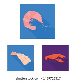 Isolated object of appetizer and seafood sign. Set of appetizer and ocean stock symbol for web.