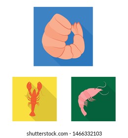 Isolated object of appetizer and seafood symbol. Collection of appetizer and ocean stock symbol for web.