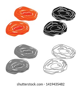 Isolated object of apricot  and dried sign. Set of apricot  and decorative stock vector illustration.