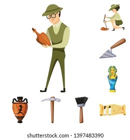 Isolated object  archaeology  and historical icon. Set  archaeology  and excavation vector icon for stock.