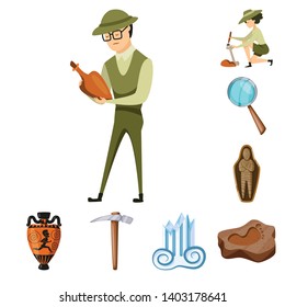 Isolated object of archaeology  and historical icon. Set of archaeology  and excavation stock symbol for web.