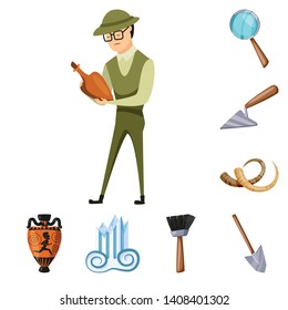 Isolated object of archaeology  and historical logo. Collection of archaeology  and excavation stock vector illustration.
