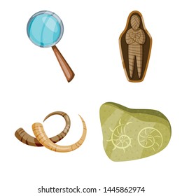 Isolated object of archaeology and historical logo. Set of archaeology and excavation stock vector illustration.