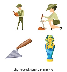 Isolated object of archaeology and historical logo. Collection of archaeology and excavation vector icon for stock.