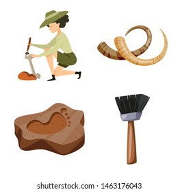 Isolated object of archaeology and historical logo. Set of archaeology and excavation stock vector illustration.