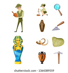 Isolated object of archaeology  and historical sign. Collection of archaeology  and excavation stock symbol for web.