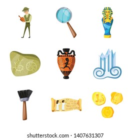 Isolated object of archaeology  and historical sign. Set of archaeology  and excavation vector icon for stock.