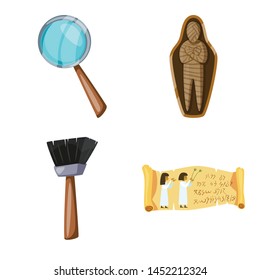 Isolated object of archaeology and historical sign. Set of archaeology and excavation stock symbol for web.