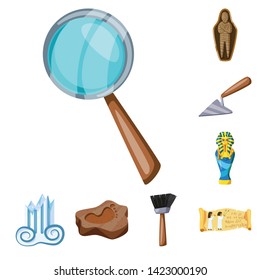 Isolated object of archaeology  and historical symbol. Set of archaeology  and excavation vector icon for stock.