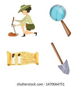 Isolated object of archaeology and historical symbol. Collection of archaeology and excavation vector icon for stock.