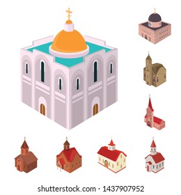 Isolated object of architecture and building icon. Collection of architecture and clergy stock symbol for web.