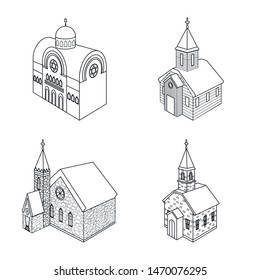 Isolated object of architecture and building icon. Set of architecture and clergy vector icon for stock.