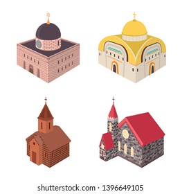 Isolated object  architecture and building logo. Set  architecture and clergy stock symbol for web.