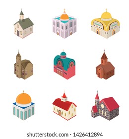 Isolated object of architecture and building logo. Collection of architecture and clergy stock vector illustration.