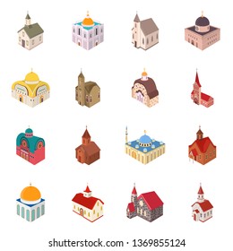 Isolated object of architecture and building symbol. Collection of architecture and clergy vector icon for stock.