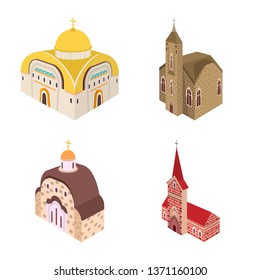 Isolated object of architecture and building symbol. Set of architecture and clergy stock vector illustration.