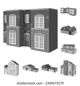 Isolated object of architecture and estate sign. Collection of architecture and housing stock vector illustration.