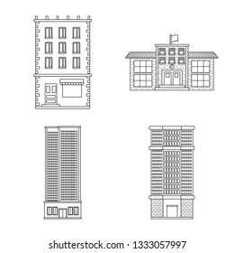 Isolated object of architecture and exterior  icon. Collection of architecture and city vector icon for stock.