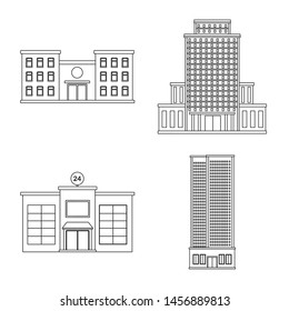 Isolated object of architecture and exterior icon. Collection of architecture and city vector icon for stock.