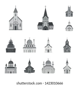 Isolated object of architecture and faith icon. Set of architecture and traditional stock symbol for web.