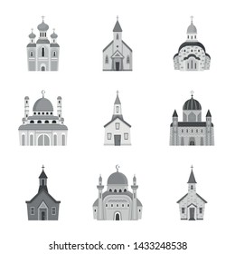 Isolated object of architecture and faith icon. Collection of architecture and traditional stock symbol for web.