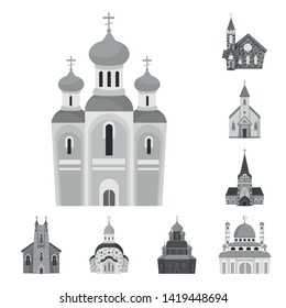 Isolated object of architecture and faith logo. Collection of architecture and traditional stock vector illustration.