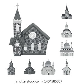 Isolated object of architecture and faith logo. Collection of architecture and traditional stock symbol for web.