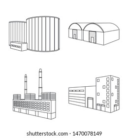 Isolated object of architecture and industrial icon. Set of architecture and building stock vector illustration.
