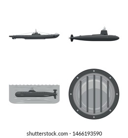 Isolated object of army and deep icon. Set of army and nuclear stock vector illustration.