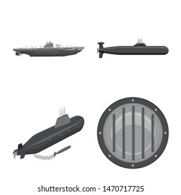 Isolated object of army and deep icon. Collection of army and nuclear stock symbol for web.