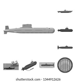Isolated object of army and deep   logo. Set of army and nuclear stock symbol for web.