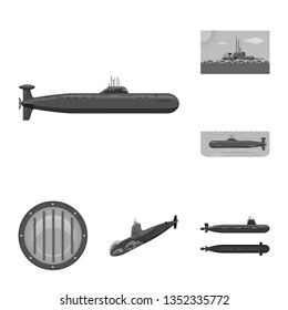 Isolated object of army and deep   sign. Set of army and nuclear vector icon for stock.