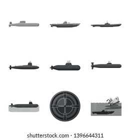 Isolated object  army and deep   symbol. Collection  army and nuclear stock vector illustration.