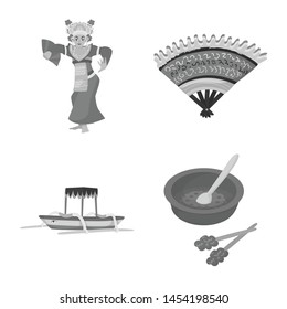 Isolated object of asian and geography logo. Set of asian and tourism stock symbol for web.
