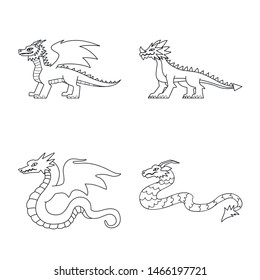Isolated object of asian and medieval sign. Set of asian and mythical stock vector illustration.