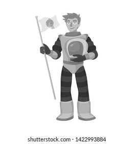 Isolated object of astronaut  and man  logo. Collection of astronaut  and suit  stock vector illustration.