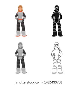 Isolated object of astronaut and woman icon. Collection of astronaut and spaceman stock symbol for web.