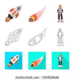 Isolated object of astronomy and technology  icon. Set of astronomy and sky vector icon for stock.
