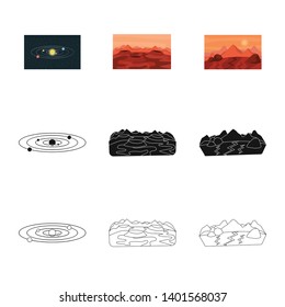 Isolated object of astronomy and technology  icon. Set of astronomy and sky stock vector illustration.