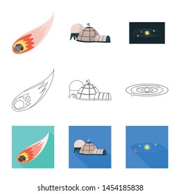 Isolated object of astronomy and technology icon. Collection of astronomy and sky stock vector illustration.