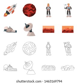 Isolated object of astronomy and technology icon. Set of astronomy and sky stock symbol for web.