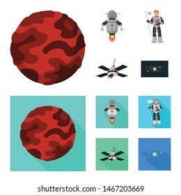 Isolated object of astronomy and technology icon. Collection of astronomy and sky stock vector illustration.