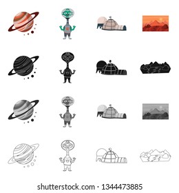 Isolated object of astronomy and technology  logo. Set of astronomy and sky stock symbol for web.