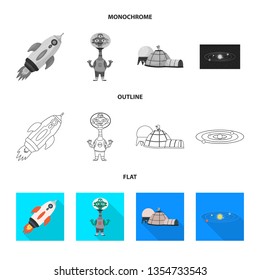 Isolated object of astronomy and technology  logo. Set of astronomy and sky stock symbol for web.